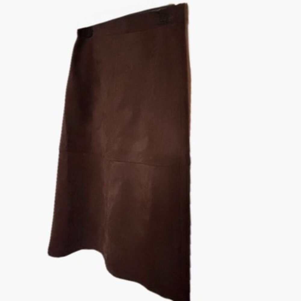Max Studio Chocolate Brown Suede Pull-on A-Line Midi Skirt Women's S NEW - Picture 3 of 12